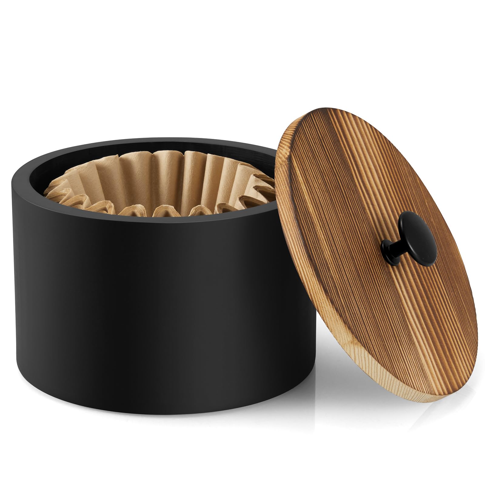 BWODYAY Coffee Filter Holder, Wood Filter Storage Container for Counter, Coffee Bar Accessories for Home Decor