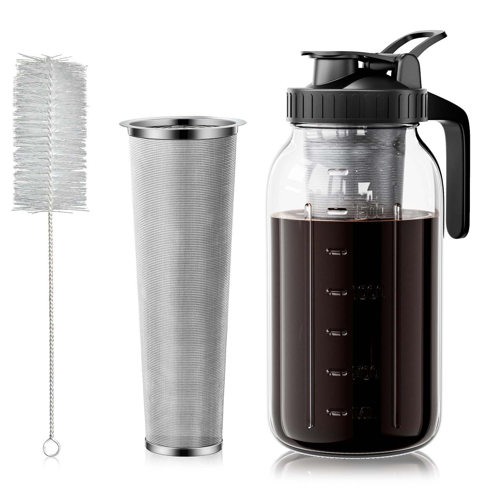 VA1KENE Cold Brew Coffee Maker, Mason Jar with 304 Stainless Steel Filter