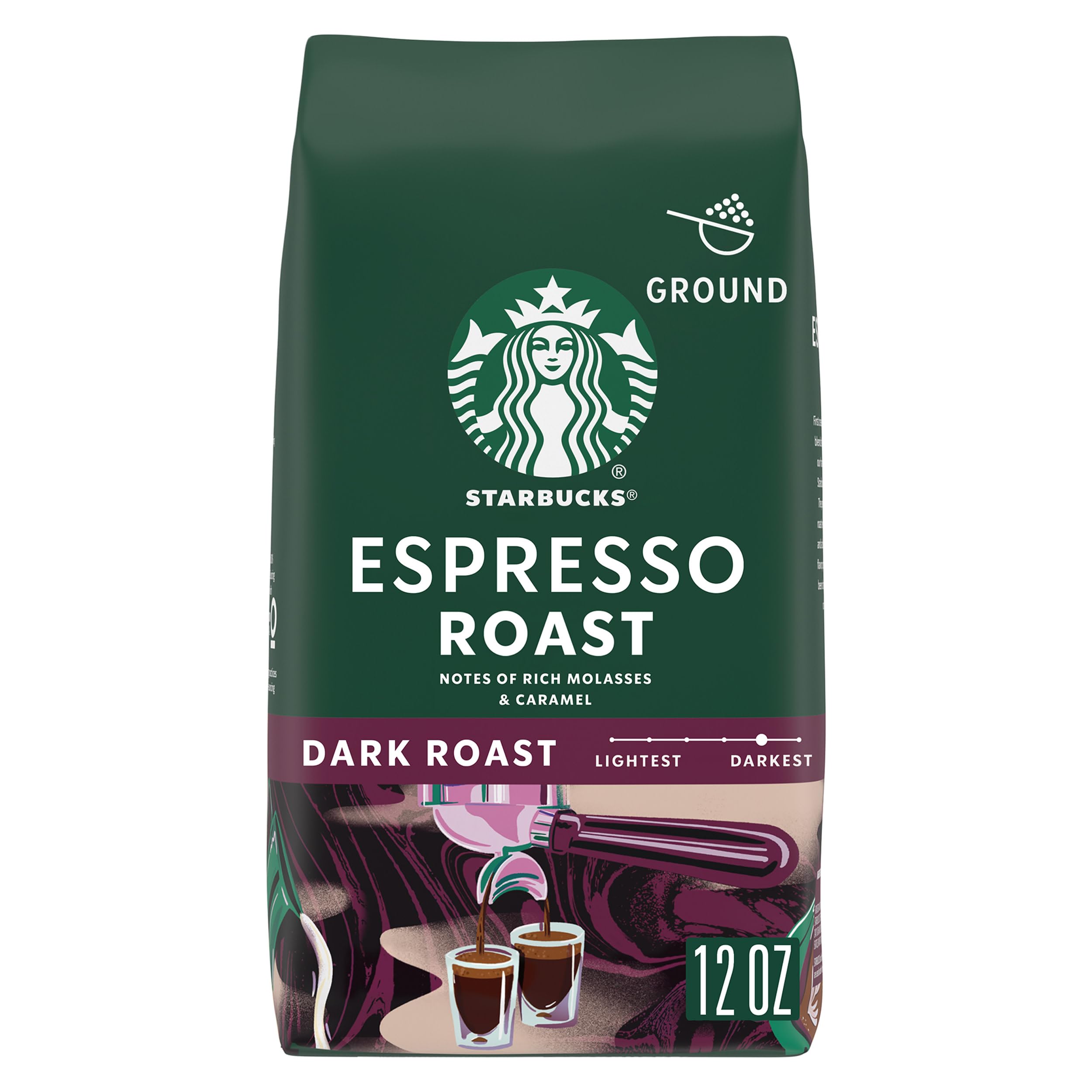 Starbucks Ground Coffee, Dark Roast Coffee, Espresso Roast, 100% Arabica, 1 bag (28 oz)