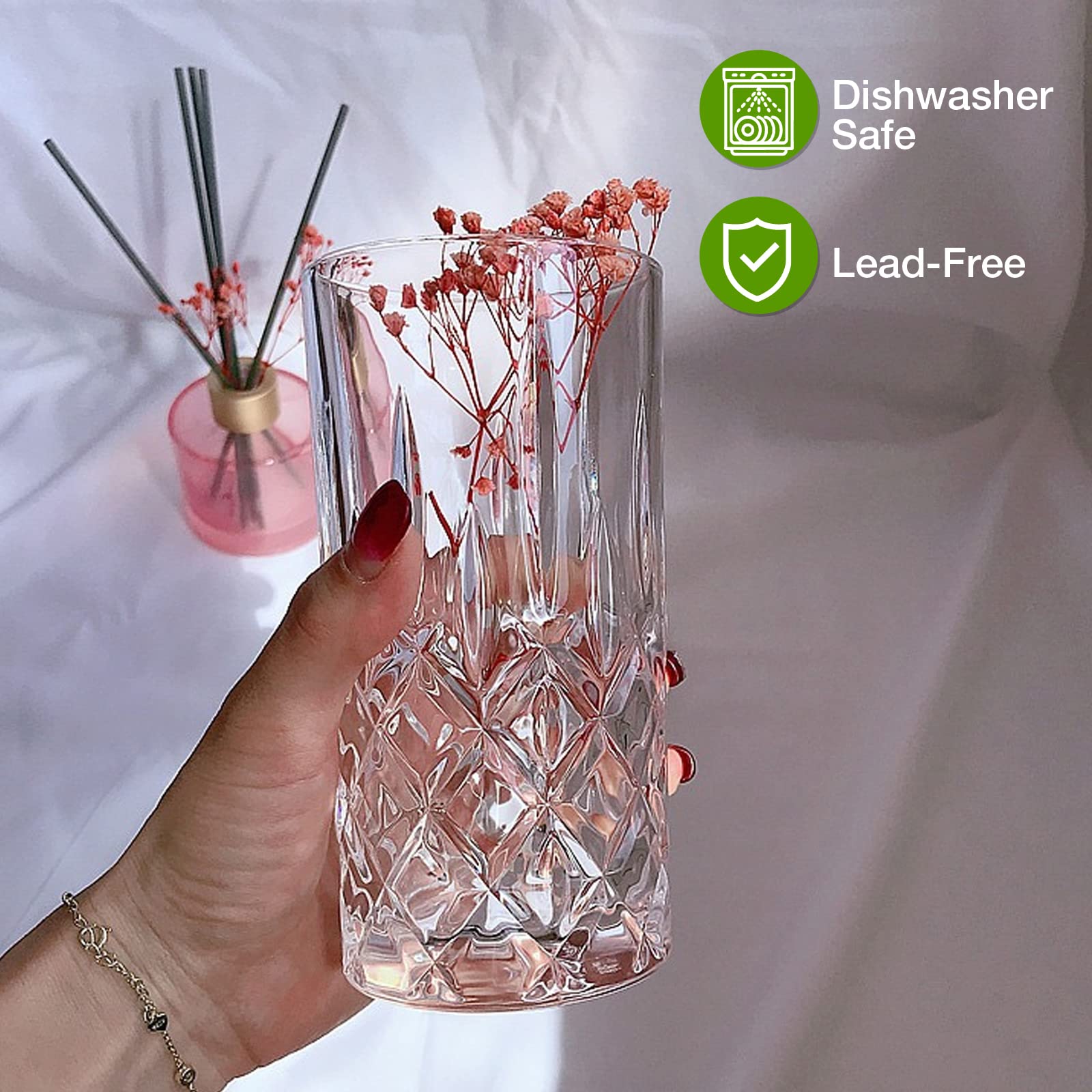 Qipecedm Crystal Drinking Glasses