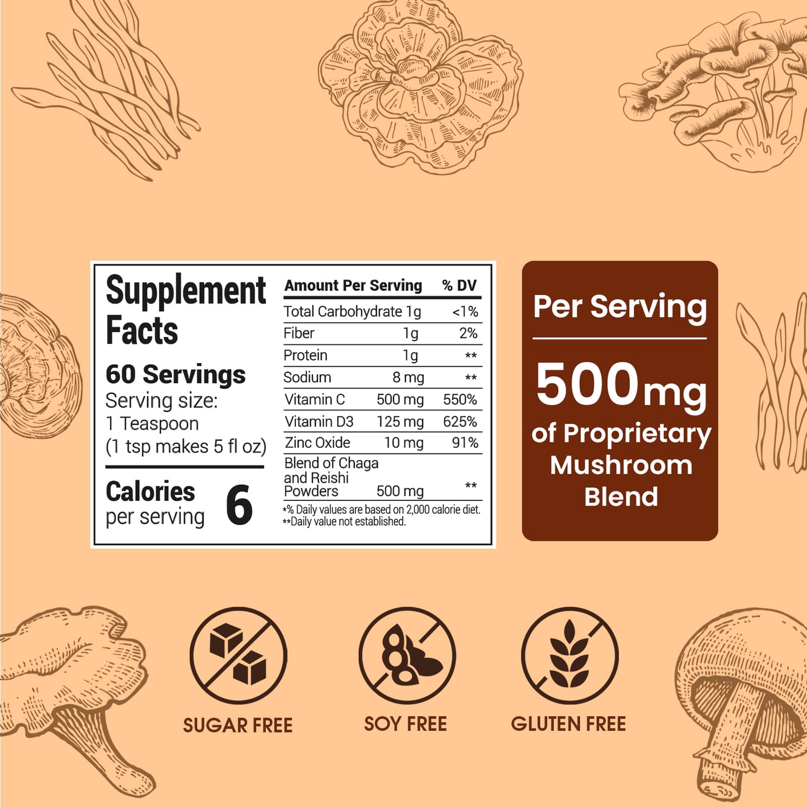 Mushroom Coffee (60 Servings) 10 Mushrooms (Lion’s Mane, Cordyceps, Turkey Tail & Other) Mixed with Gourmet Arabica Instant Coffee | Immune Boosting Coffee for Focus & Gut Health Support