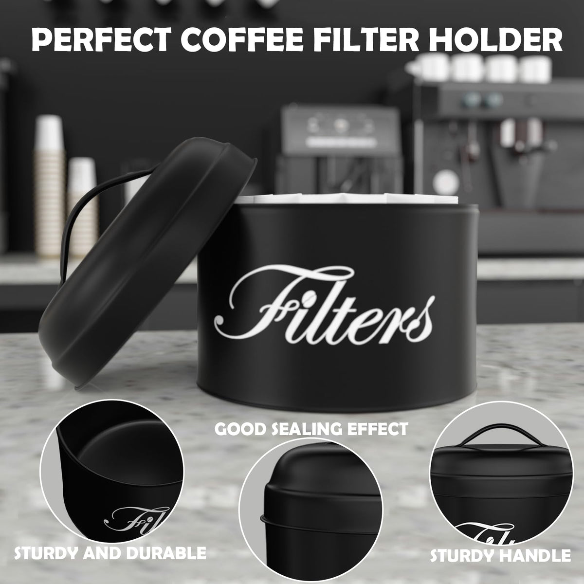 Coffee Filter Storage Basket with Lid for Paper Coffee Filters
