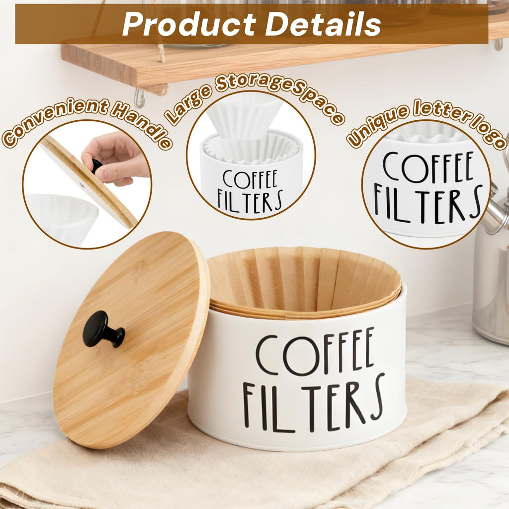 Acshio Coffee Filter Holder with Bamboo Lid