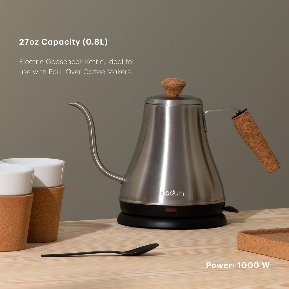 Gooseneck Electric Kettle for Pour Over Coffee & Tea Brewing