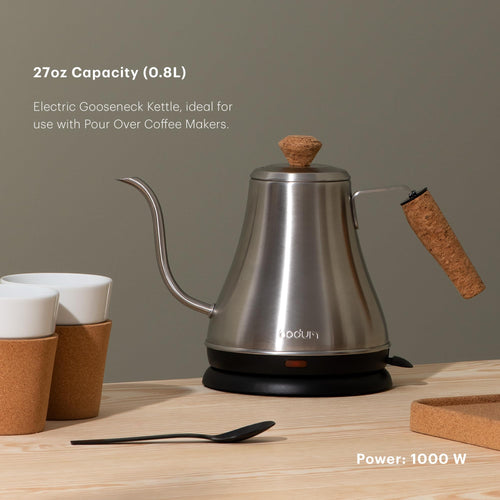 Bodum 27oz Bistro Gooseneck Electric Water Kettle, Pour Over Coffee & Tea