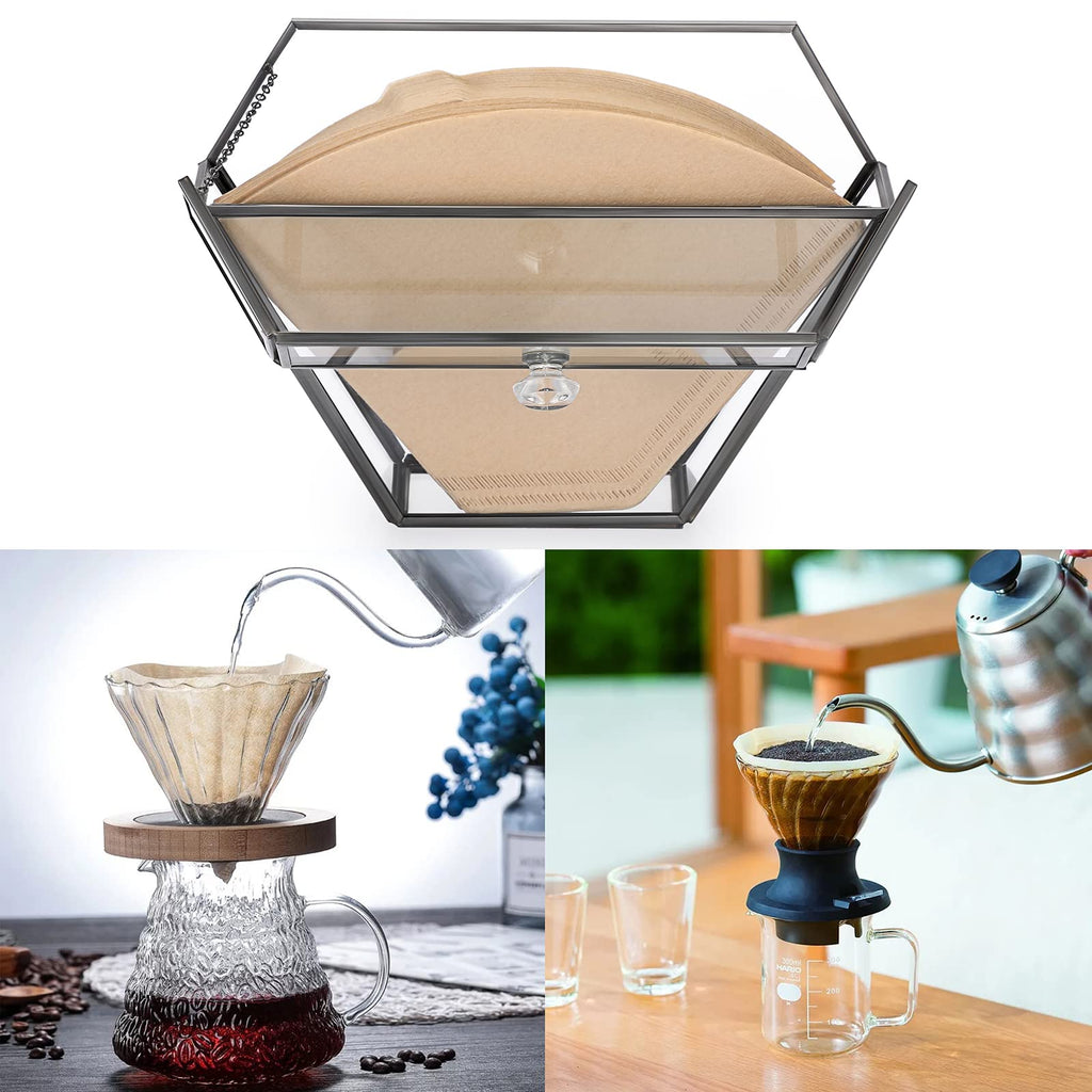 ELLDOO Glass Coffee Filter Holder with Dustproof Cover