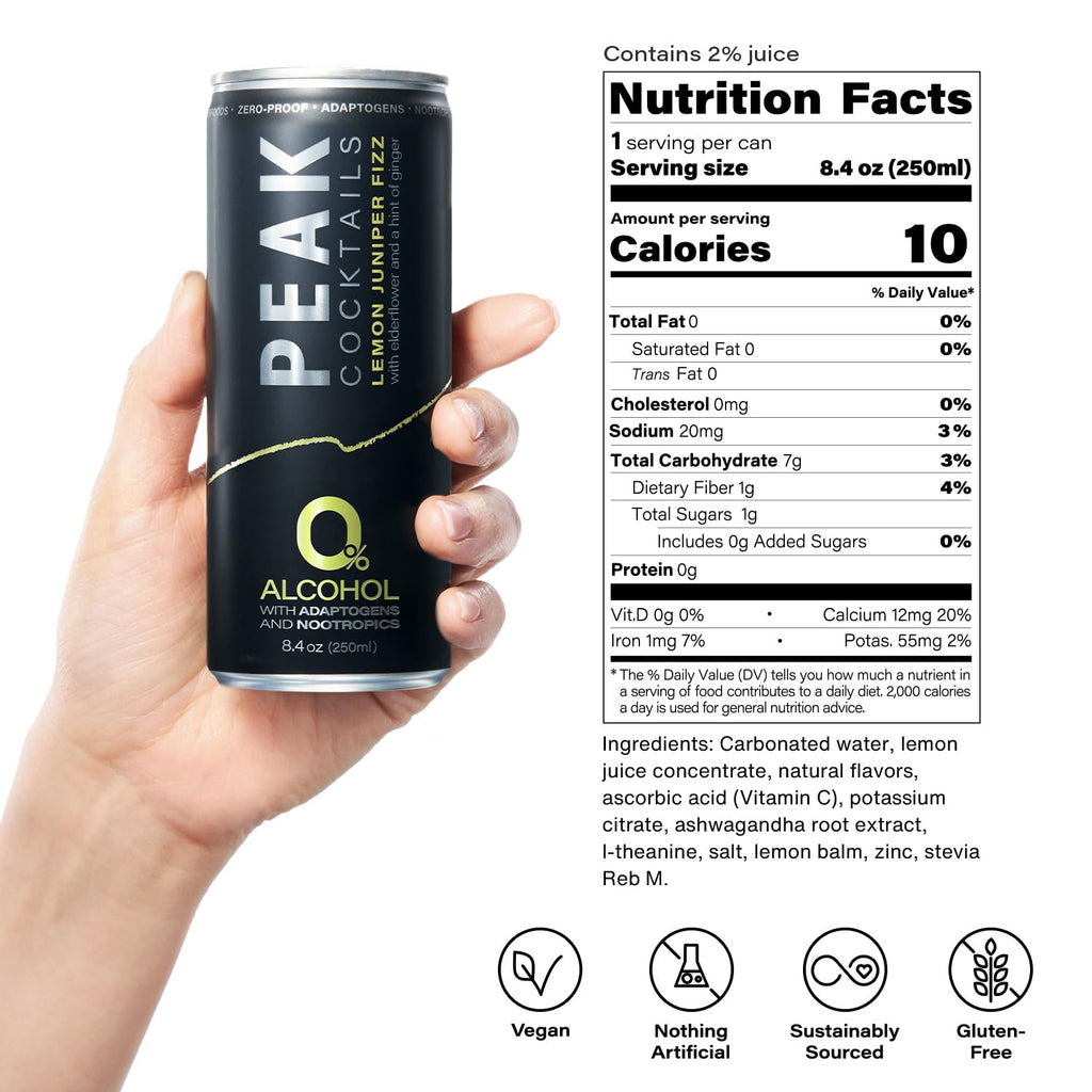 Peak Cocktails Lemon Juniper Fizz Non-Alcoholic Drink
