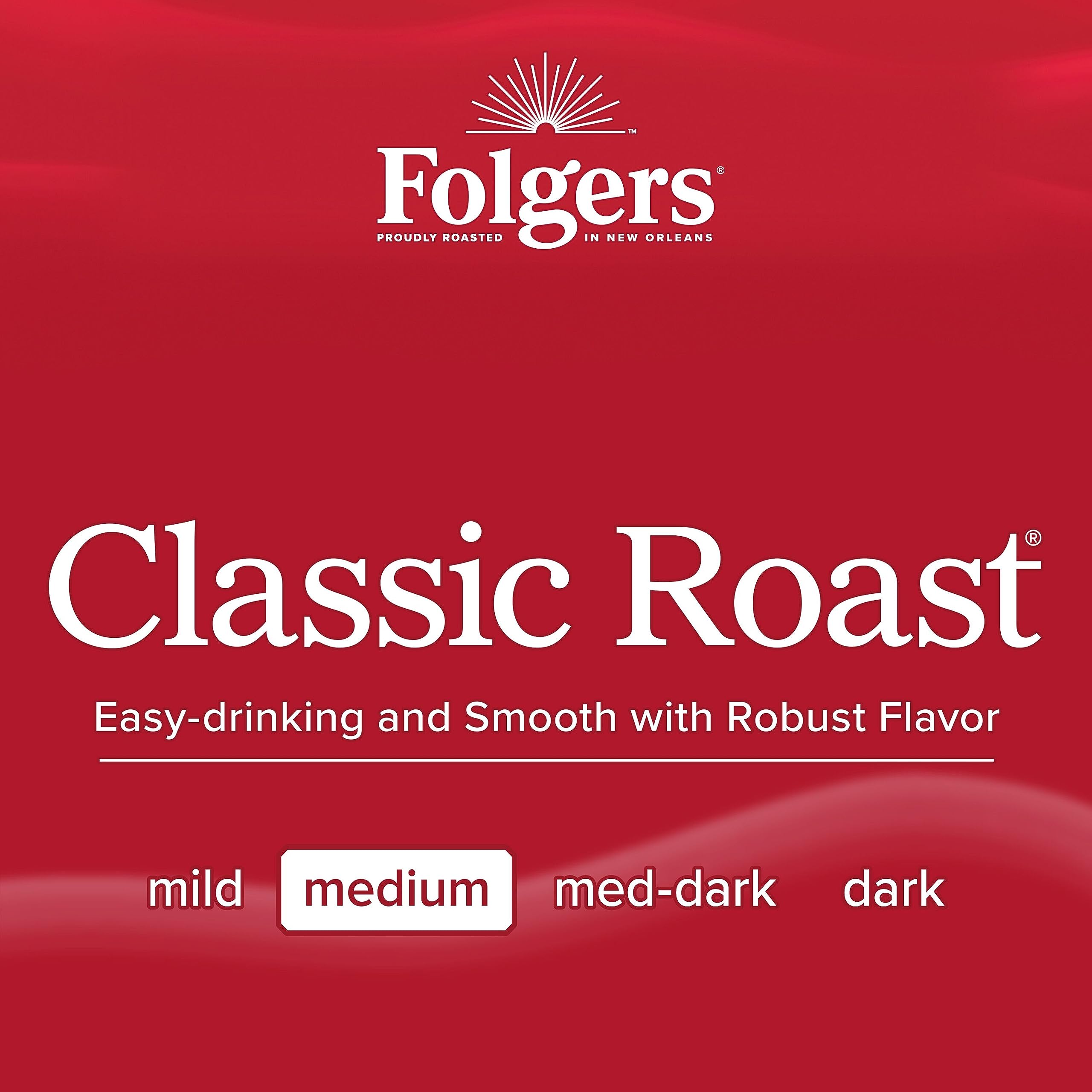 Folgers Classic Roast Instant Coffee, 12 oz Jar (Pack of 6)