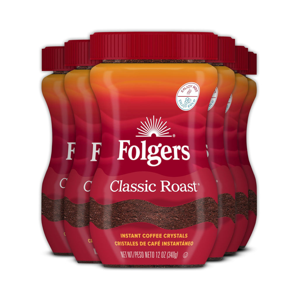 Folgers Classic Roast Instant Coffee, 12 oz Jar (Pack of 6)