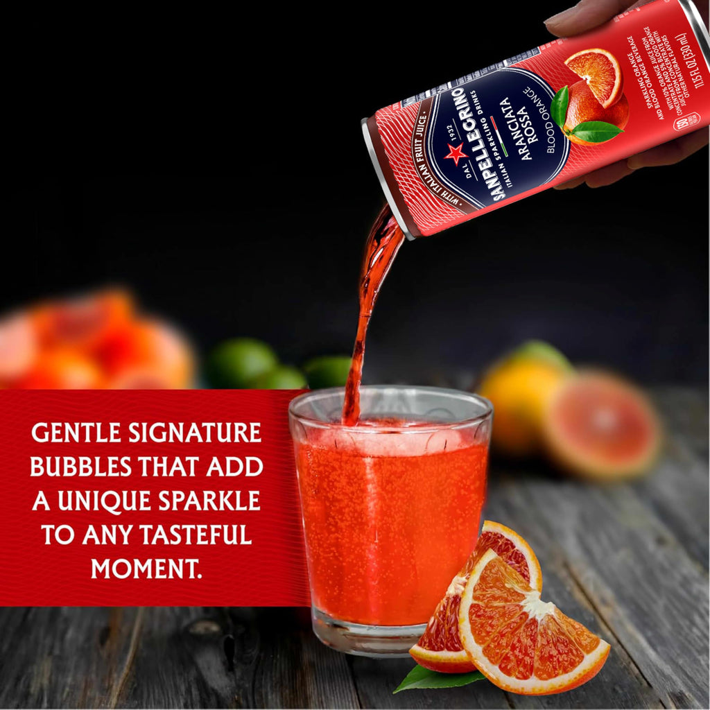 Sanpellegrino Italian Sparkling Drink Aranciata Rossa, Sparkling Orange and Blood Orange Beverage, 11.15 Fl Oz (Pack of 24)
