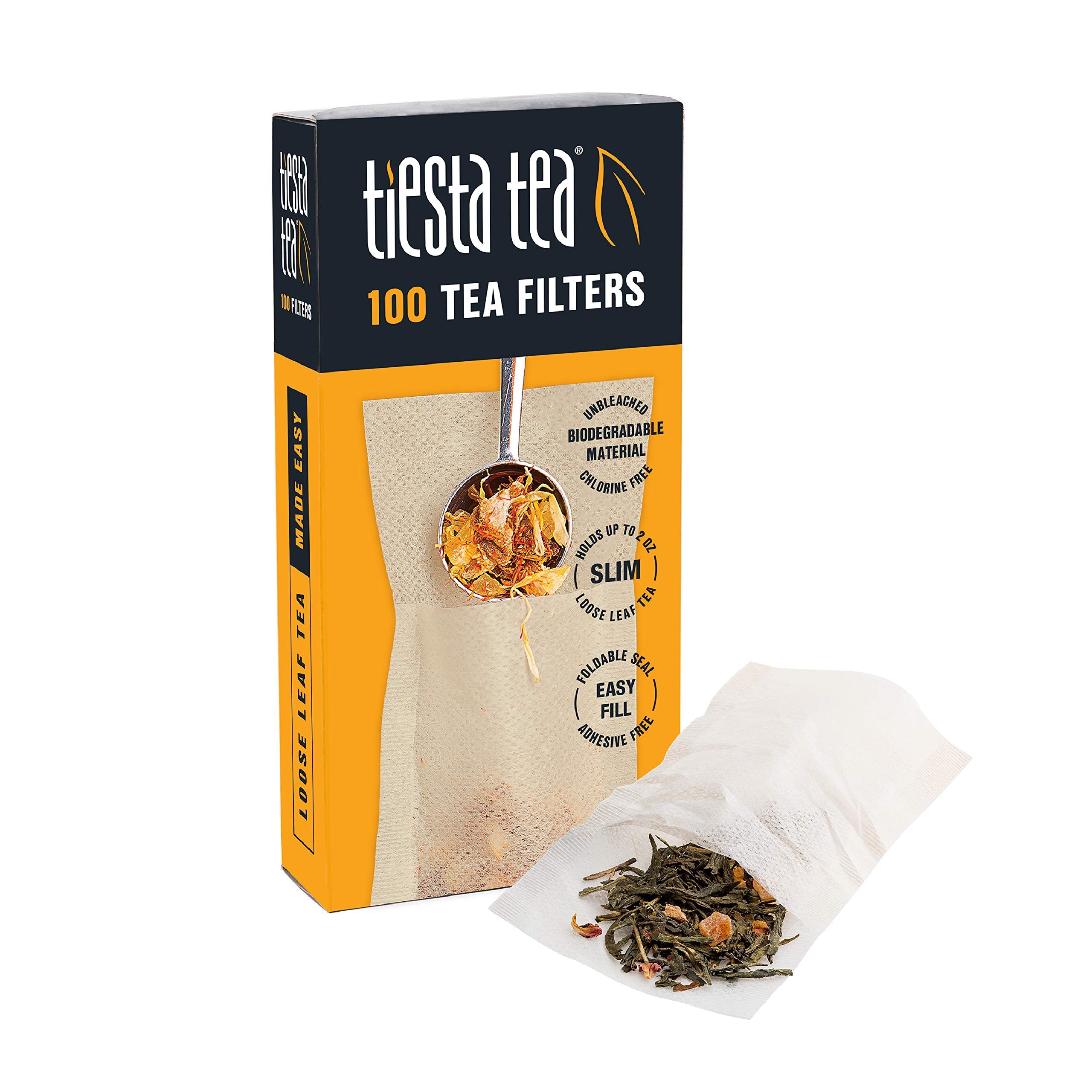 Tiesta Tea Loose Leaf Filters for Brewing, Disposable Infuser for Hot & Iced Drinks, Easy-Fill Steeper, Unbleached Paper, Single-Cup Infuser for Loose Leaves, 100 Empty Bags