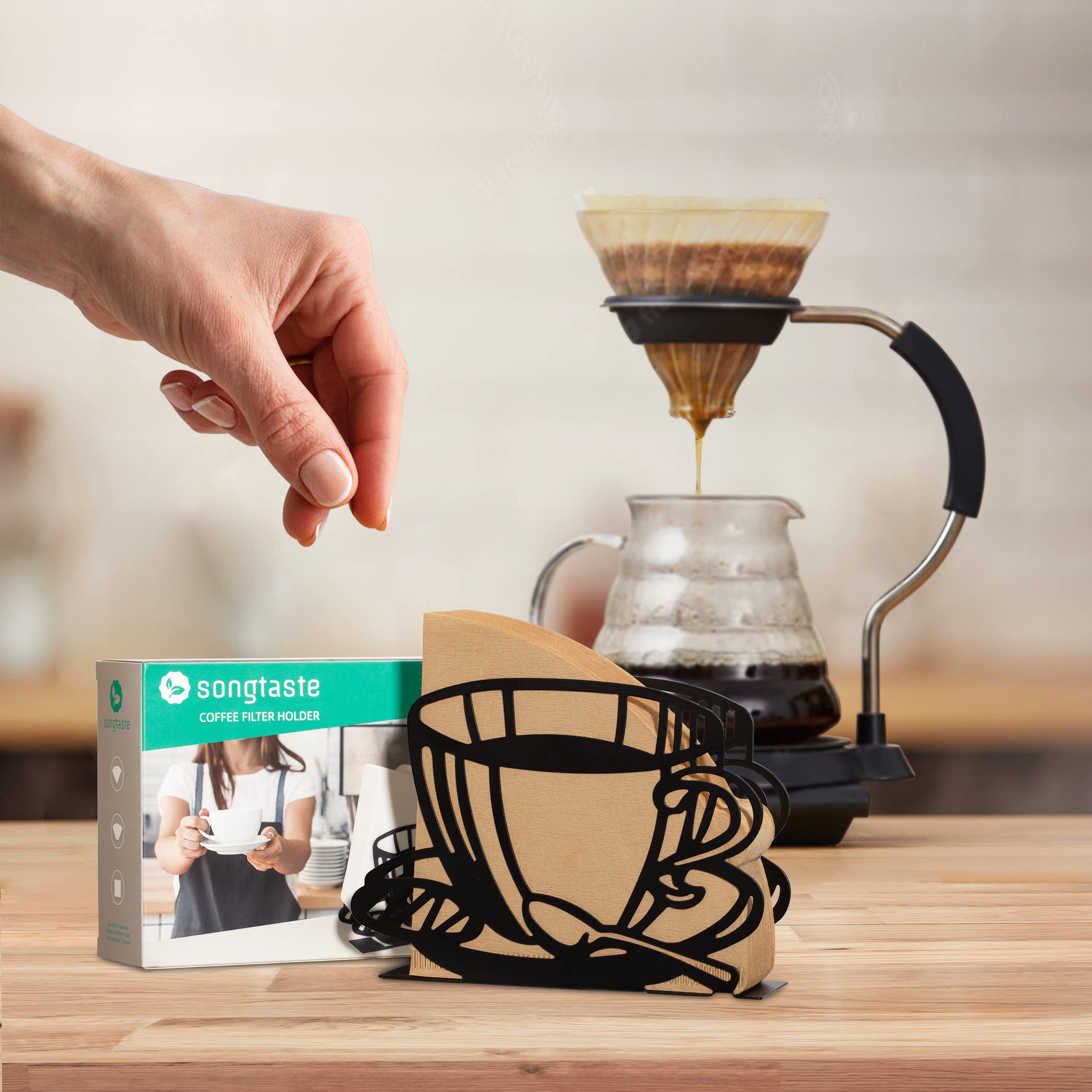 Coffee Filter Holder,Coffee Paper Storage Rack Coffee Filter Paper Container Stand for Fan-shaped,T- shaped,Square-shaped Over Paper Filters,Good for Home Kitchen Restaurant Picnic Party wedding etc