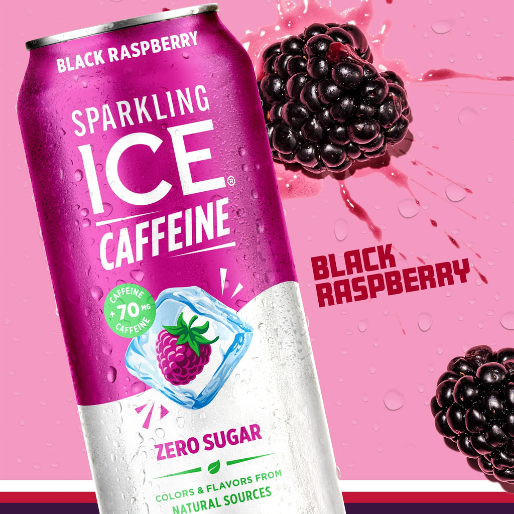 Sparkling Ice +Caffeine Sparkling Water, with Antioxidants and Vitamins, Zero Sugar, 16 fl oz Cans (Pack of 12)