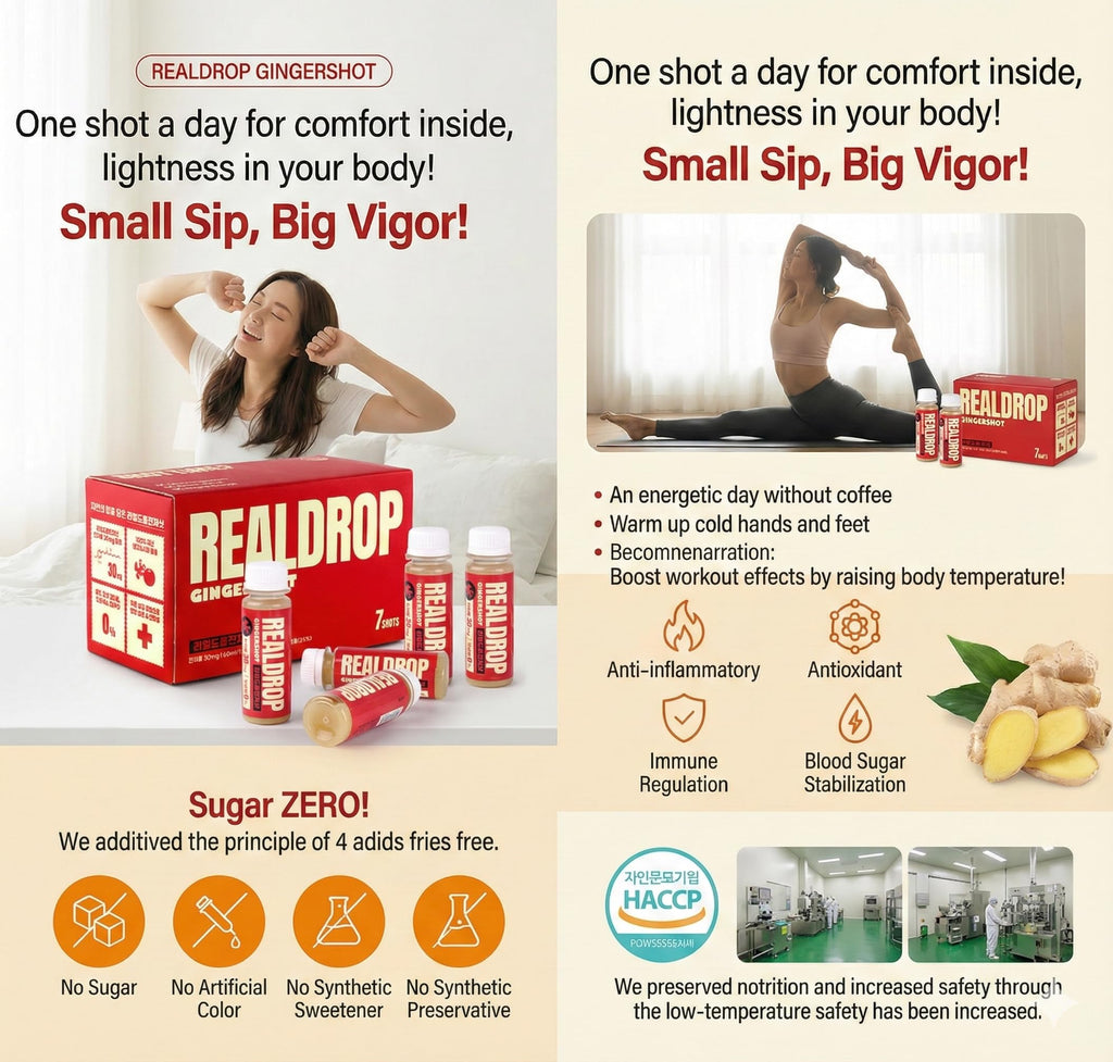 Real Drop Sugar-Free Korean Ginger Shots, 7-Pack