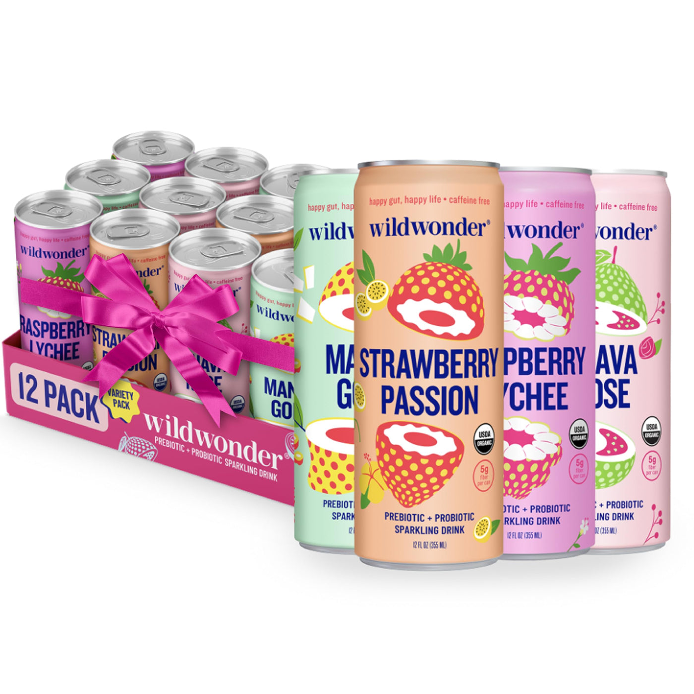 Organic Sparkling Probiotic Juice Drink – Gut Health Support 12-Pack