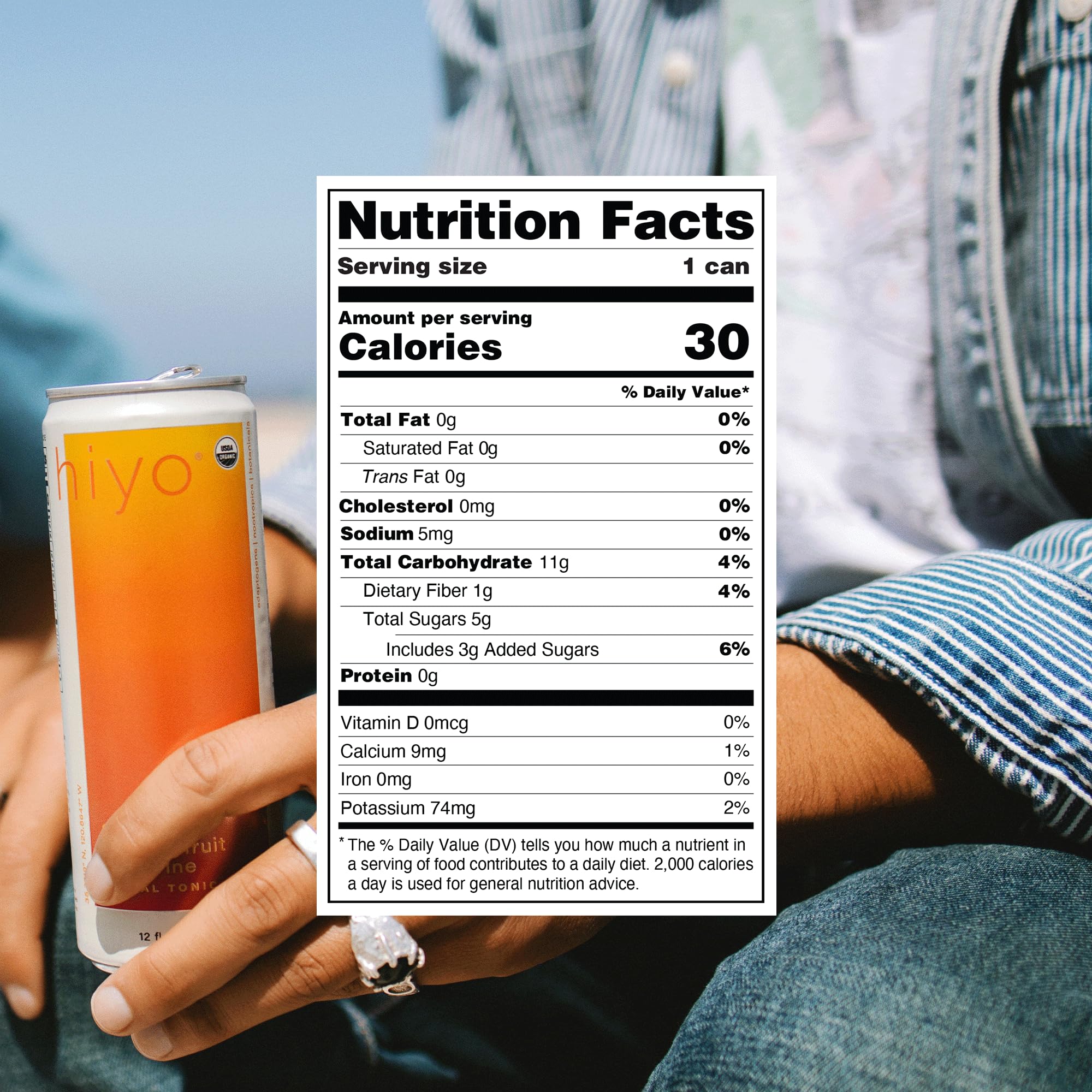 Hiyo Organic Social Tonic- Passion Fruit Tangerine, 4 pack - N.A. Functional Seltzer, Sparkling Water Crafted with Organic Adaptogens, Nootropics, & Botanicals