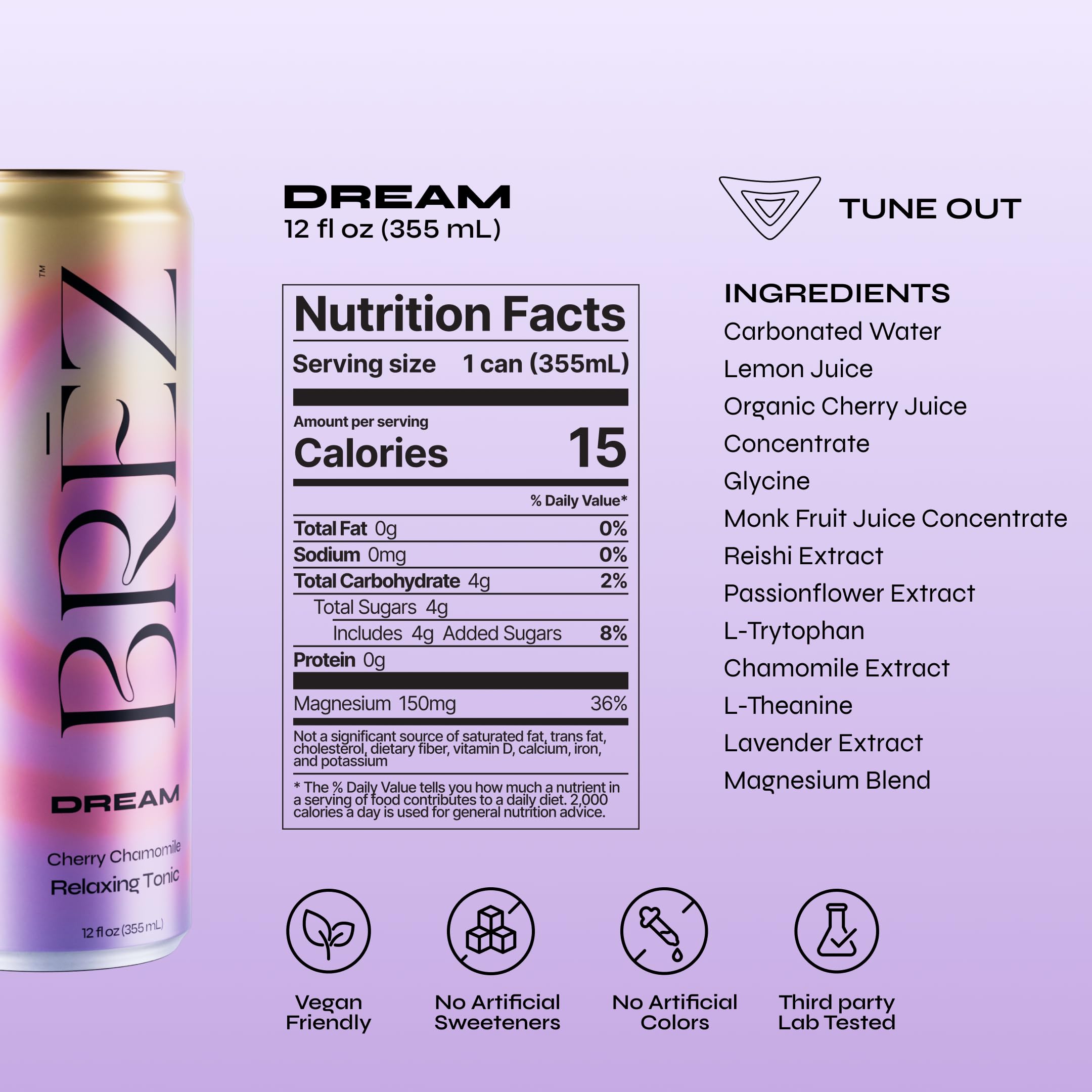 BRĒZ Dream Reishi Mushroom Functional Drink