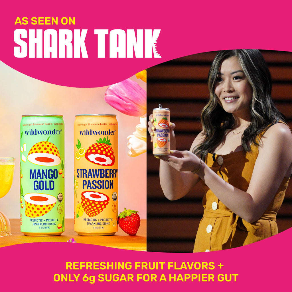 Wildwonder Sparkling Probiotic Juice Drink 12pk, w/Gut Health Immunity & Support 5g Fiber, Live Probiotics, Caffeine Free, Organic, Vegan, Low Sugar, 12pk 12oz, As Seen on Shark Tank