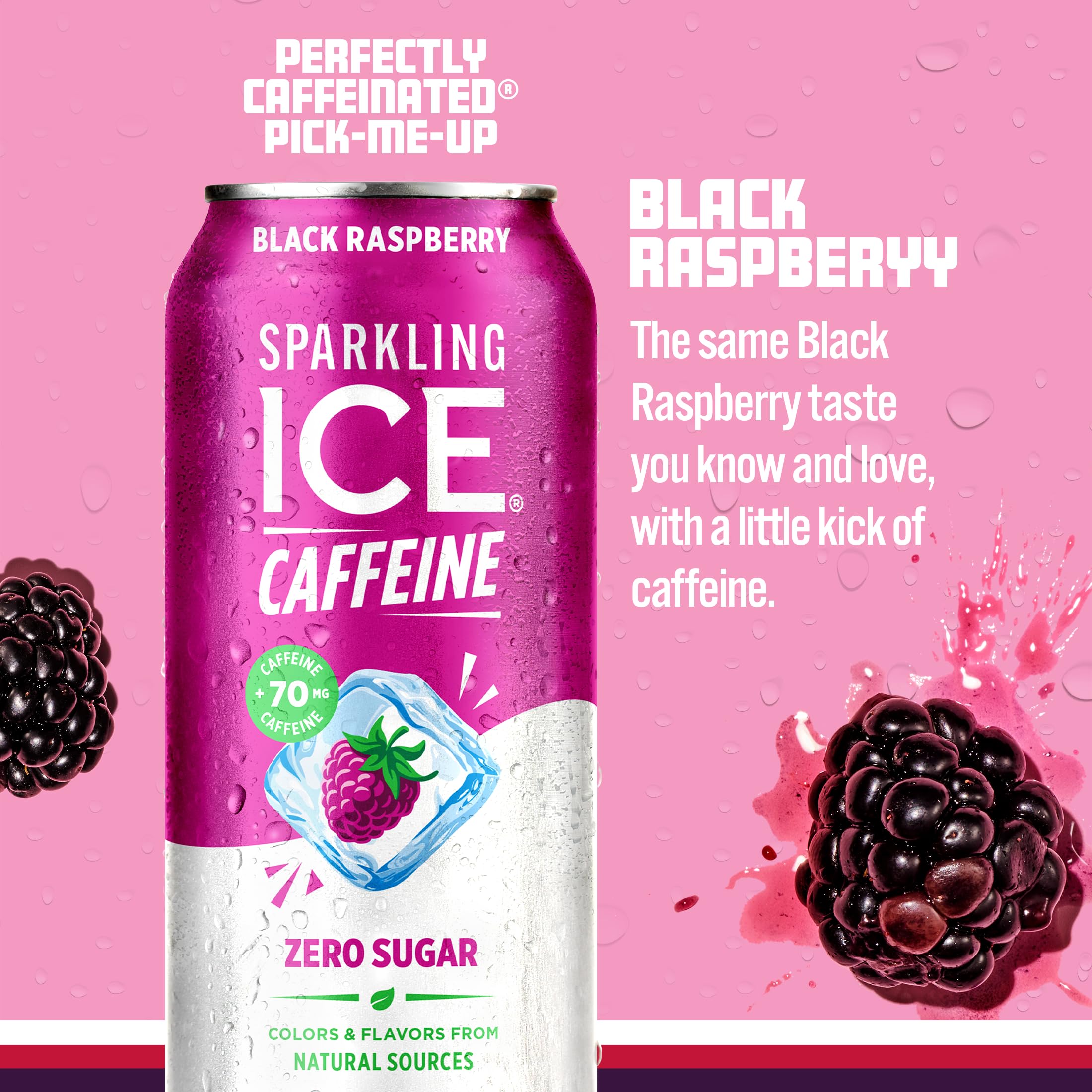 Sparkling Ice +Caffeine Sparkling Water, with Antioxidants and Vitamins, Zero Sugar, 16 fl oz Cans (Pack of 12)