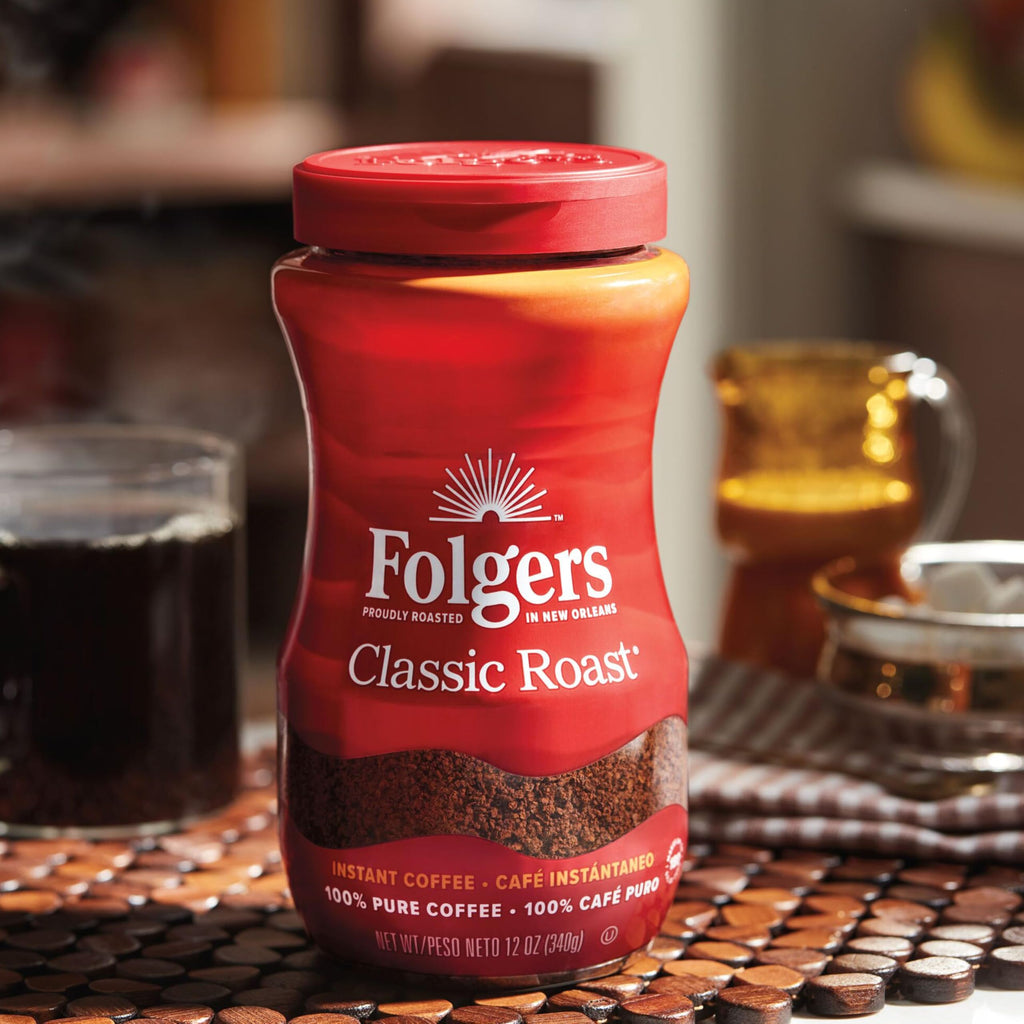 Folgers Classic Roast Instant Coffee, 12 oz Jar (Pack of 6)