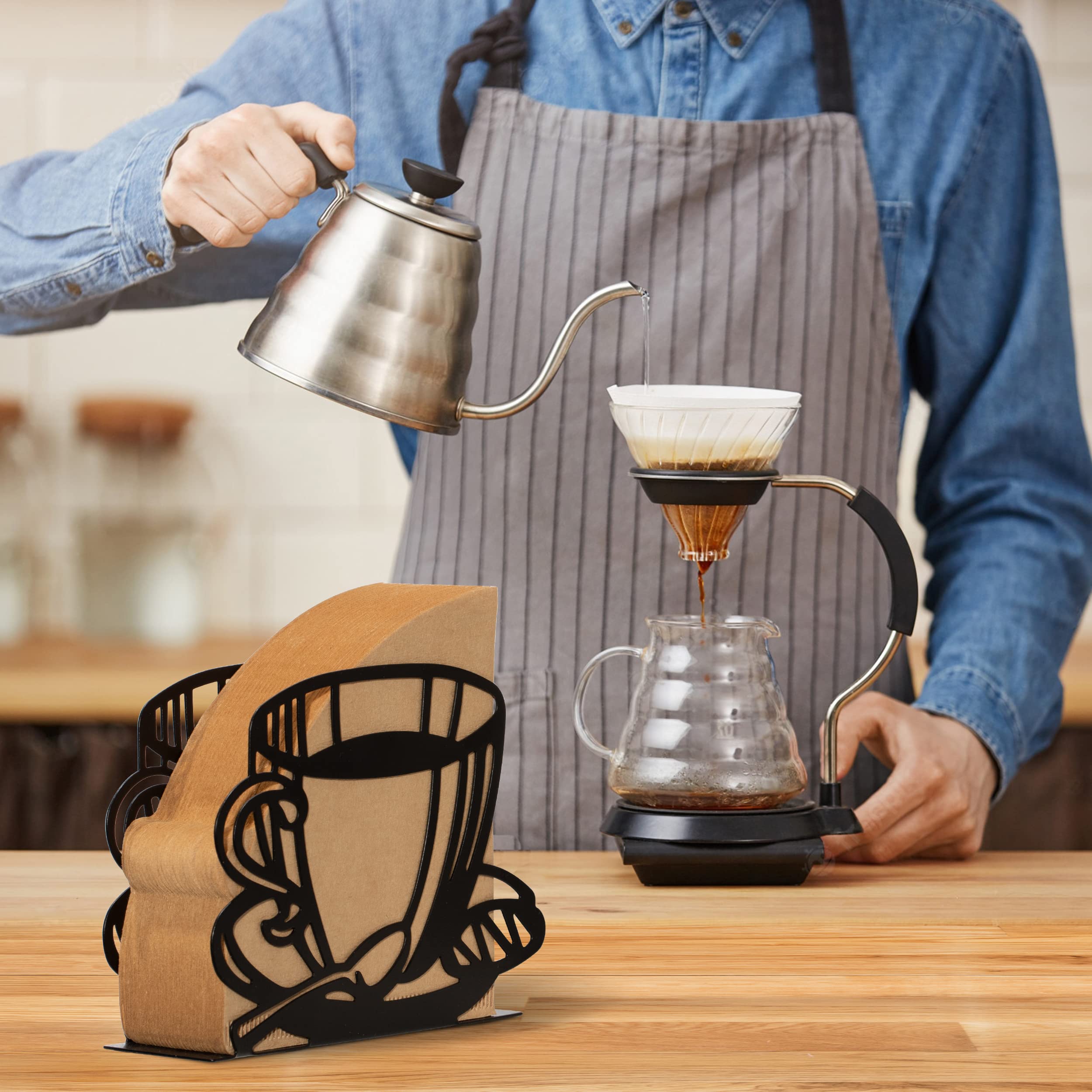 Coffee Filter Holder,Coffee Paper Storage Rack Coffee Filter Paper Container Stand for Fan-shaped,T- shaped,Square-shaped Over Paper Filters,Good for Home Kitchen Restaurant Picnic Party wedding etc