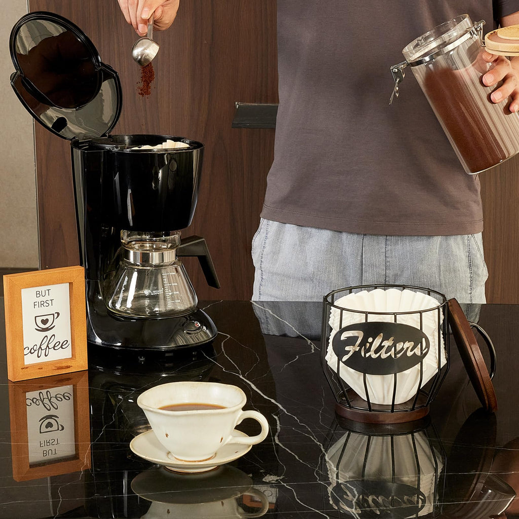 Yangbaga Cup Coffee Reusable Filters Holder with Wood Lid