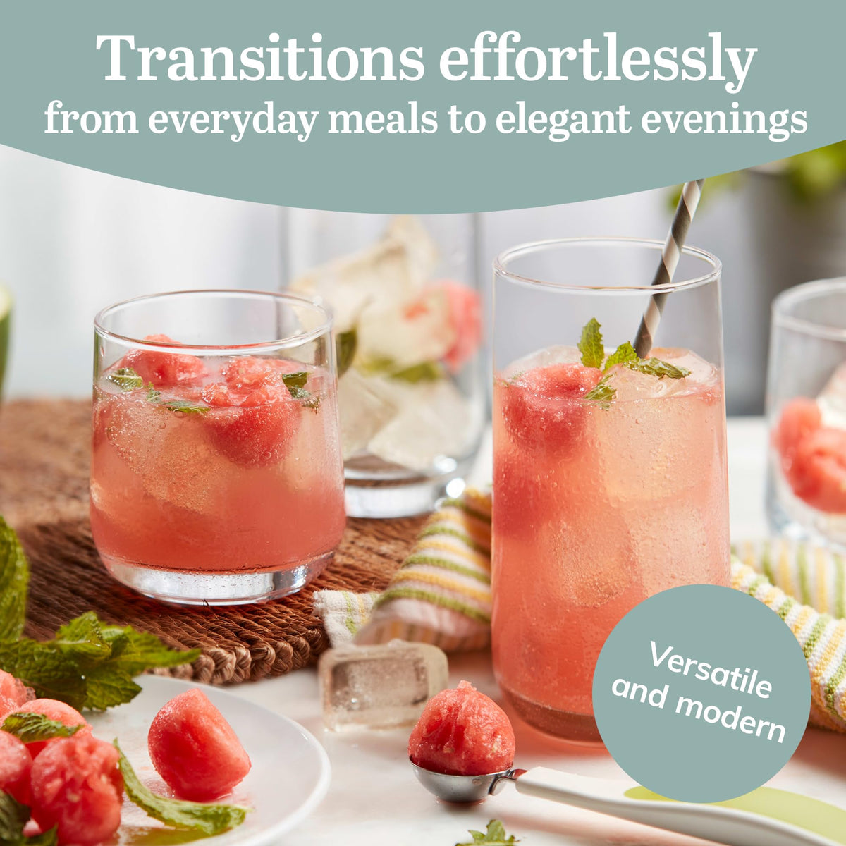 Mixed Drink Glass Set for Cocktails, Whiskey & Everyday Beverages