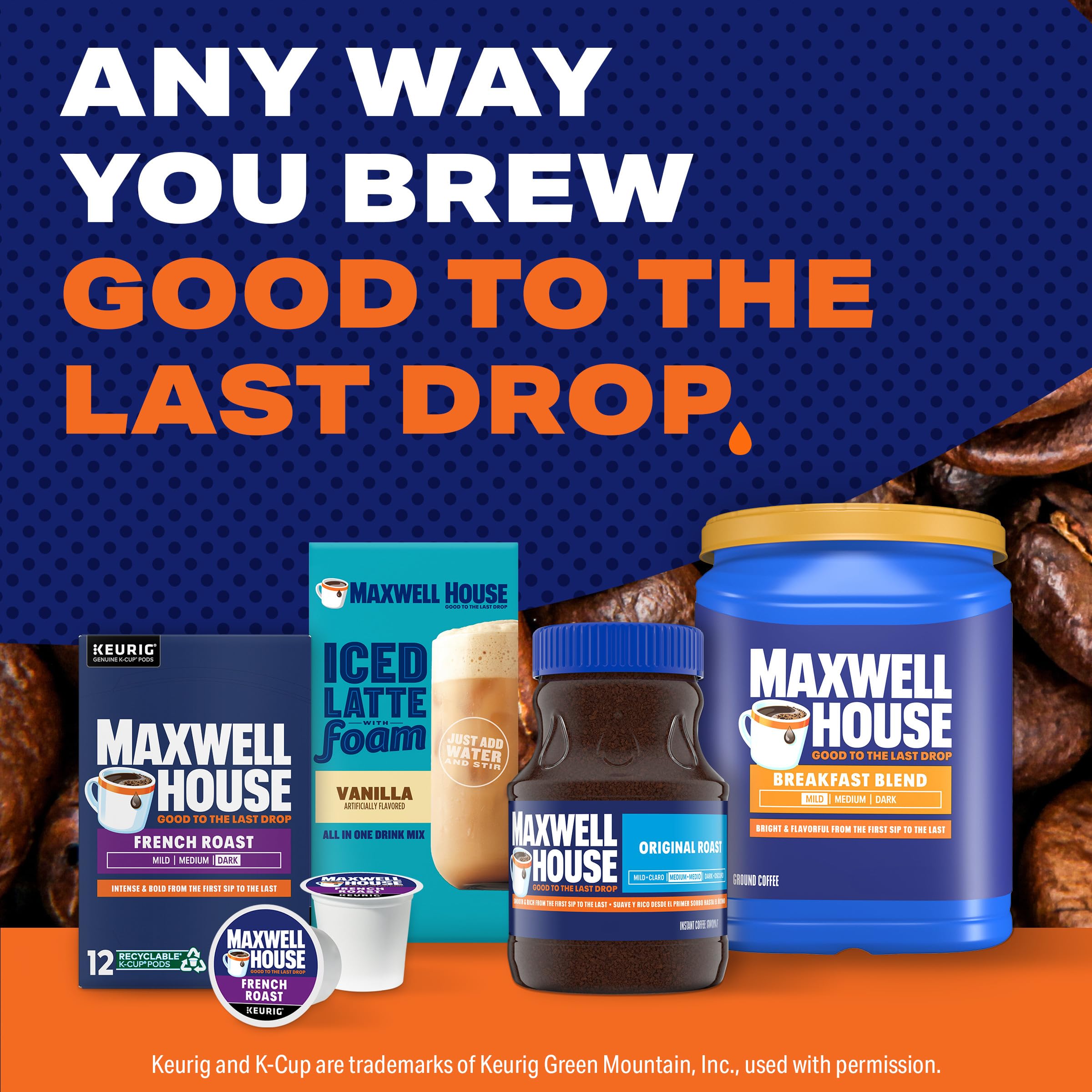 Maxwell House Breakfast Blend Mild Roast Ground Coffee, 38.8 oz Canister (Pack of 21)