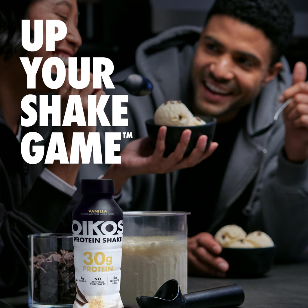 Oikos Protein Shake, 30g High Protein Drinks, Shelf Stable, Ready to Drink, 5g Prebiotic Fiber