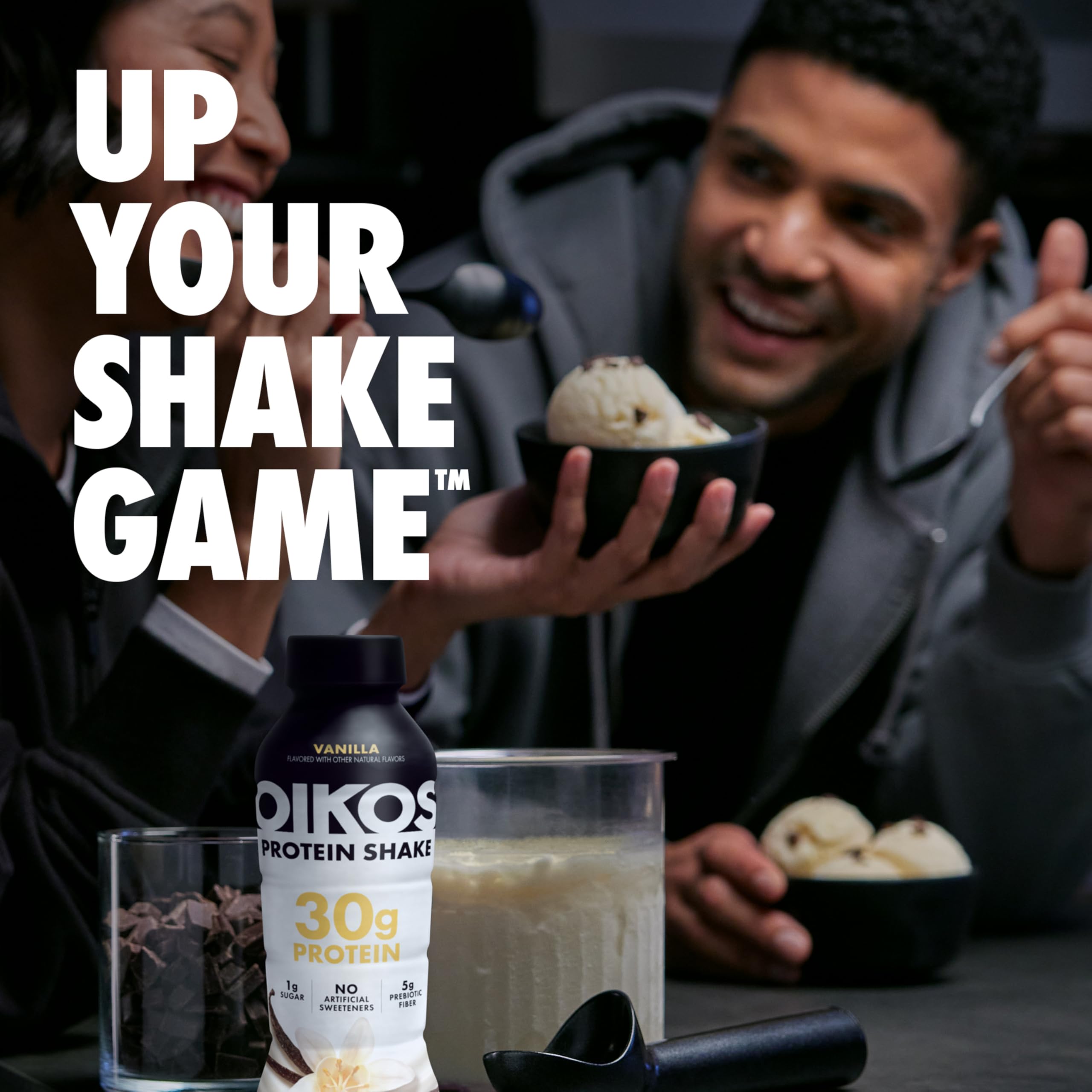 Oikos Protein Shake, 30g High Protein Drinks, Shelf Stable, Ready to Drink, 5g Prebiotic Fiber