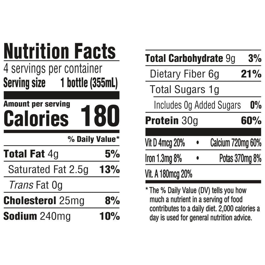 Oikos Protein Shake, 30g High Protein Drinks, Shelf Stable, Ready to Drink, 5g Prebiotic Fiber