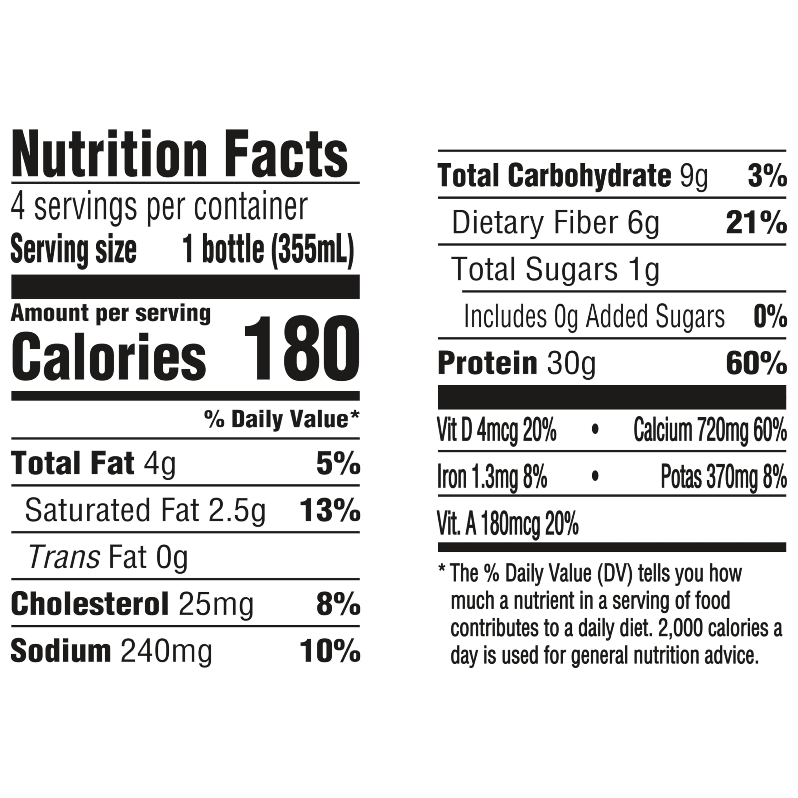 Oikos Protein Shake, 30g High Protein Drinks, Shelf Stable, Ready to Drink, 5g Prebiotic Fiber