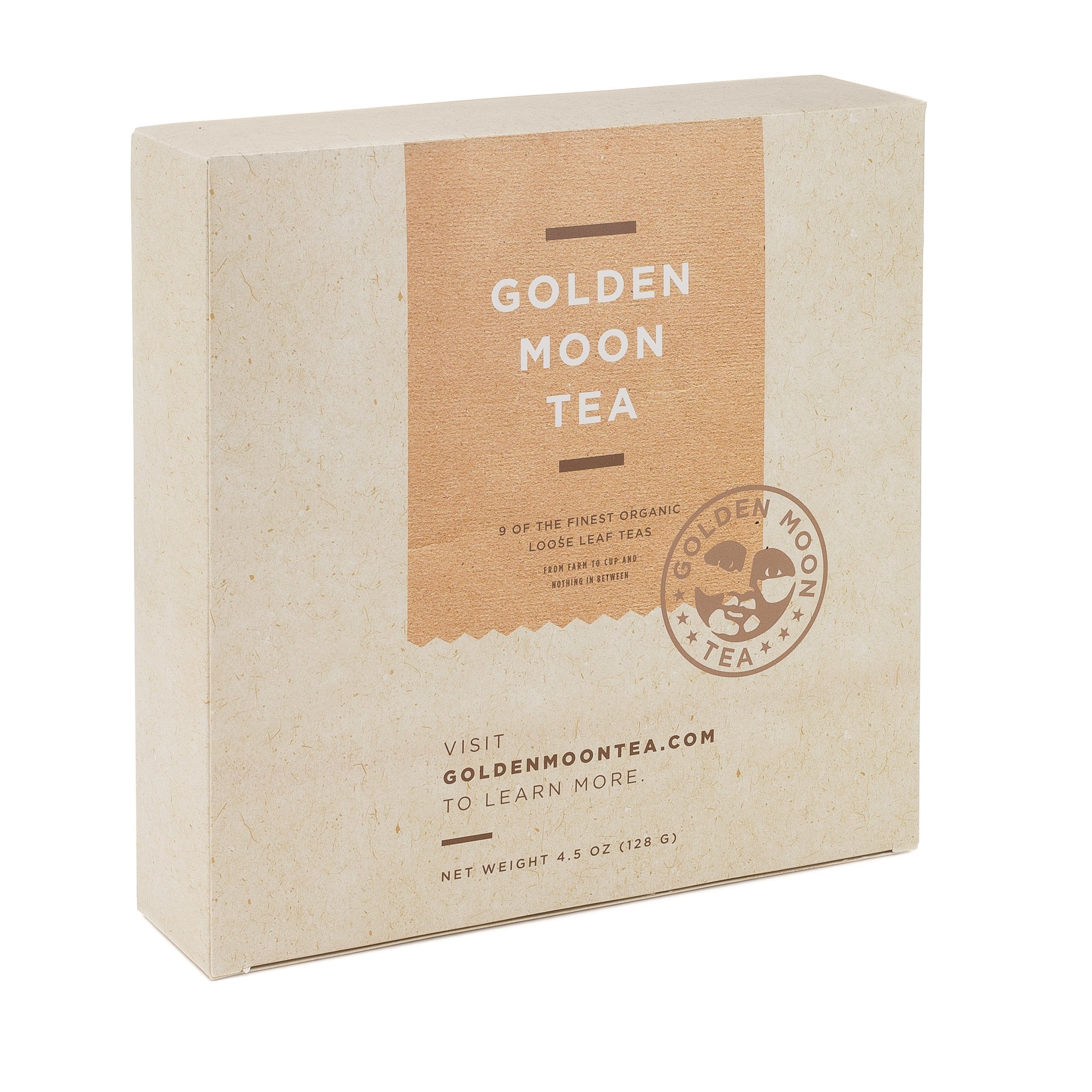 Golden Moon Tea LOOSE LEAF TEA SAMPLER - 9 Variety Pack - Organic Tea Sampler Gift Set - Black Tea, Green Tea, White Tea, Herbal Tea