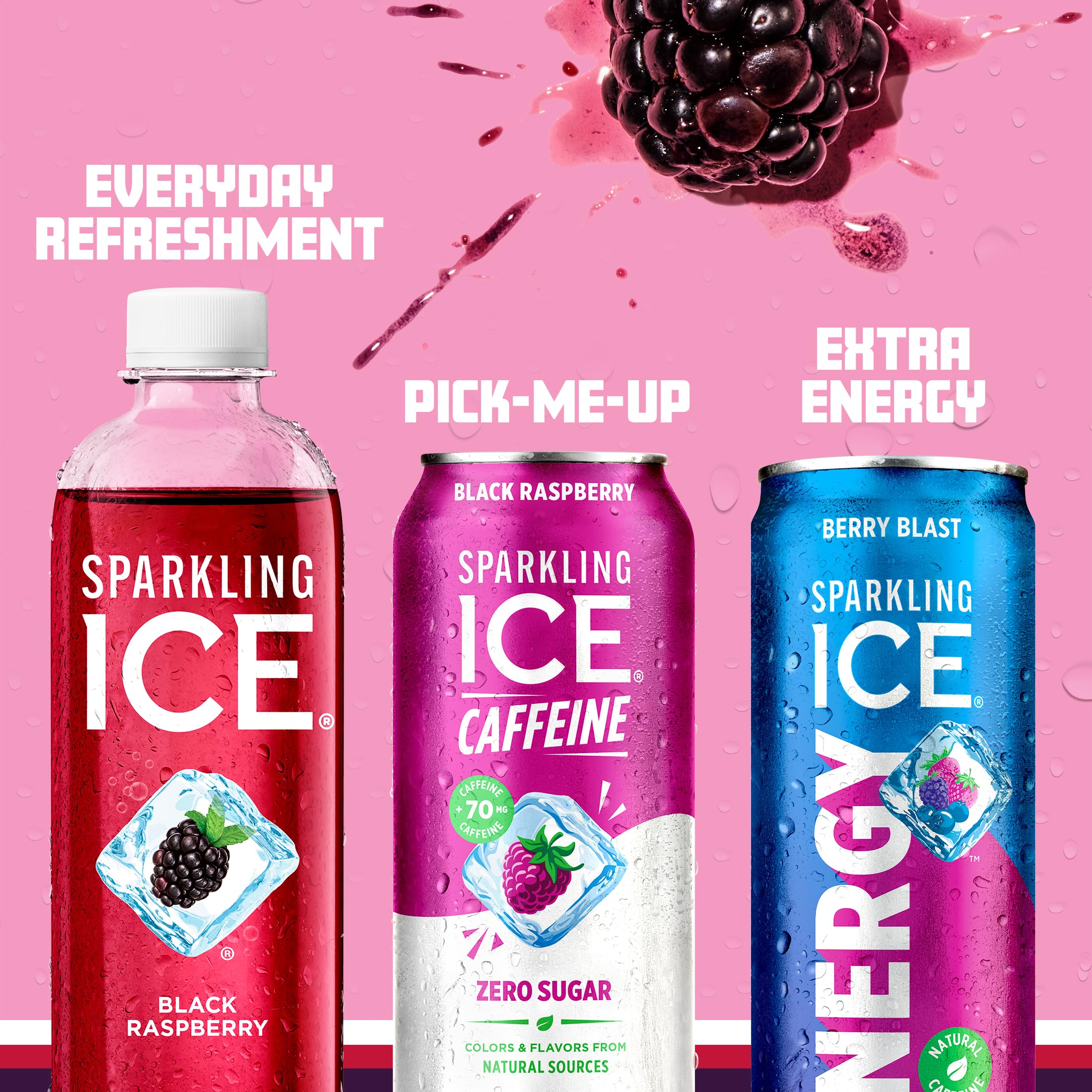 Sparkling Ice +Caffeine Sparkling Water, with Antioxidants and Vitamins, Zero Sugar, 16 fl oz Cans (Pack of 12)