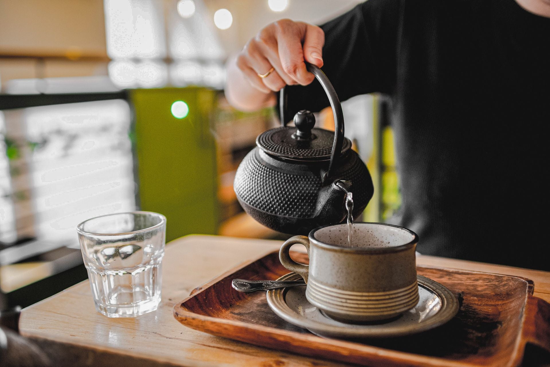 Leafora tea and coffee in a cinematic natural setting